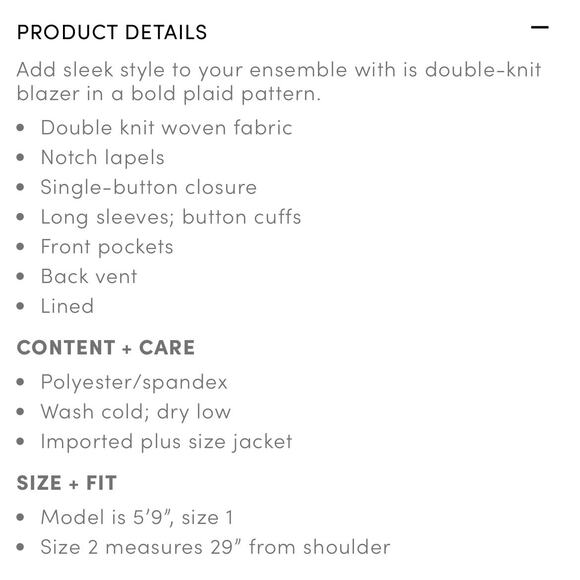 Torrid Plaid Studio Double Knit Blazer - Size 1 (14/16)*** - Picture 4 of 7